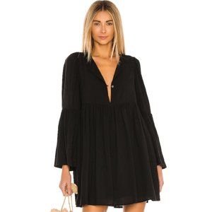 Indah Minta Solid Seamless Babydoll Mini Dress in Black NWT Size XS/S